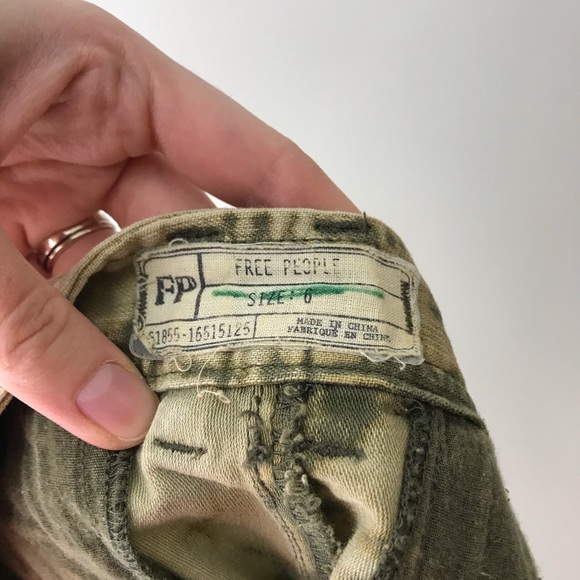 Free People Shorts Distressed Green Tie Dye - Picture 5 of 7